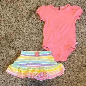 RuffleButts Short Sleeve & Skort Set - 12-18 months